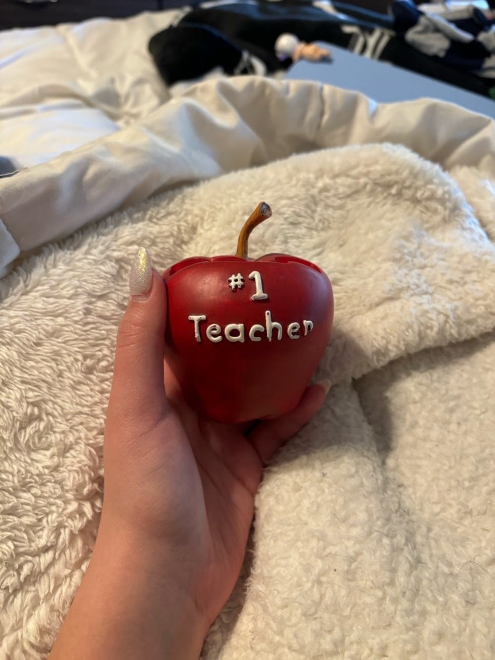 Red "#1 Teacher" Apple Figurine